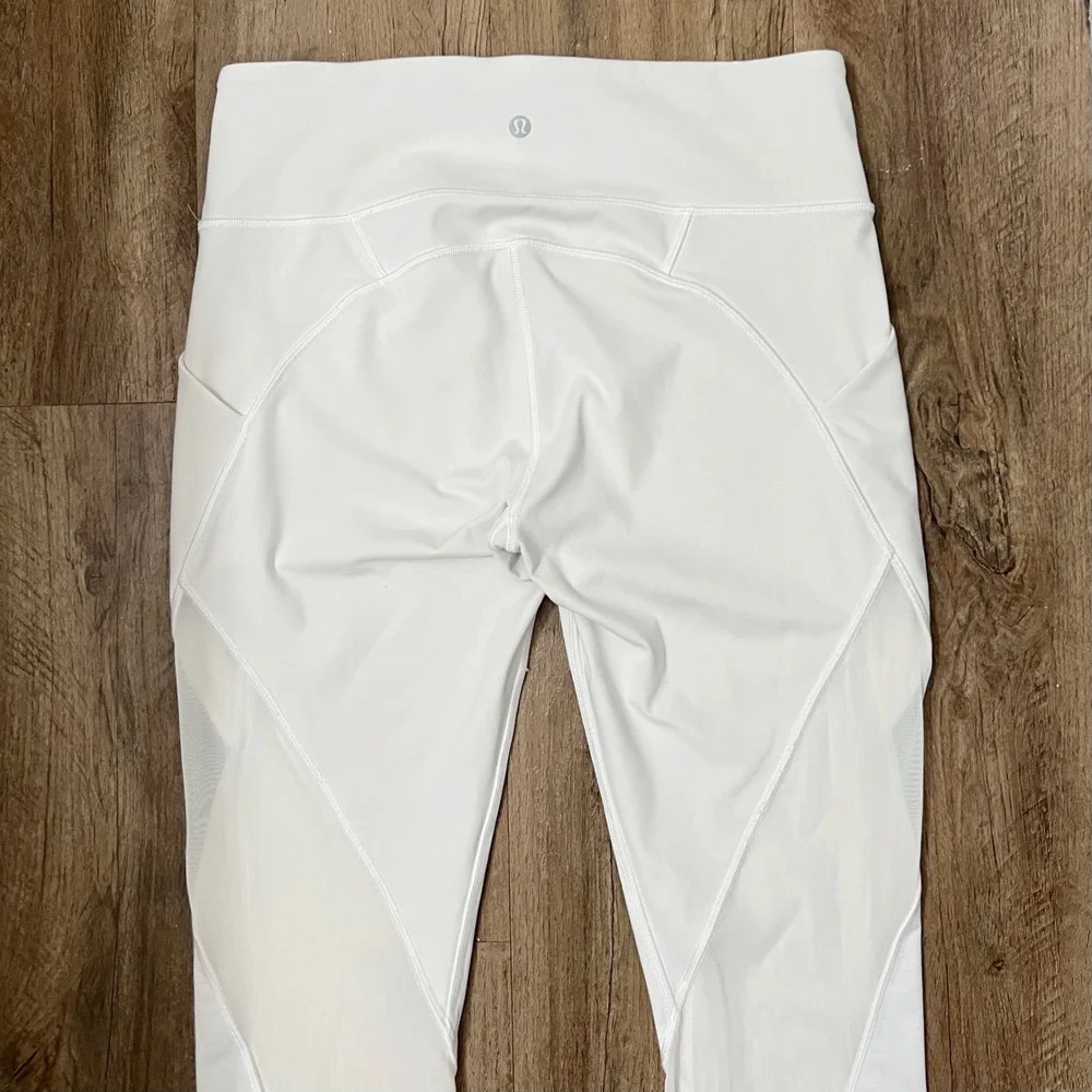 Lululemon Women's Sweat Your Heart Out‎ Crop Leggings In White Size 10